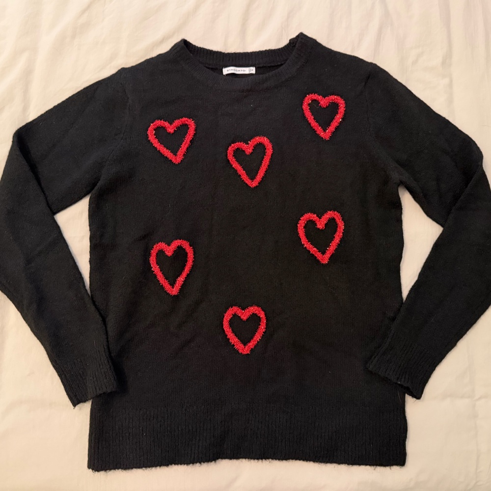 Black Sweater with Red Hearts